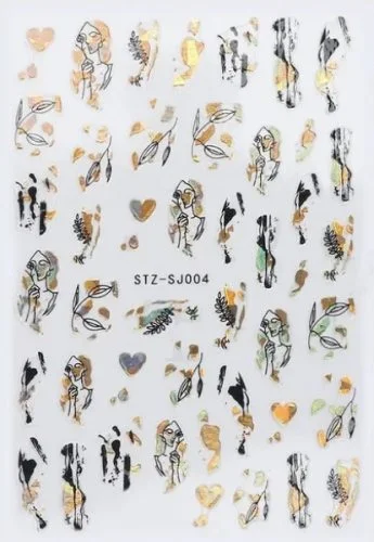 Nagelsticker - Aufkleber selbstklebend - Nail Sticker - Schwarz Gold Metallic